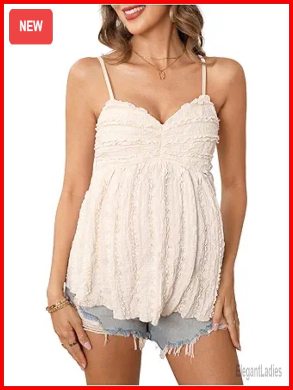 Maternity Babydoll Tank Top Ruffle Sleeveless Peplum Summer Cami